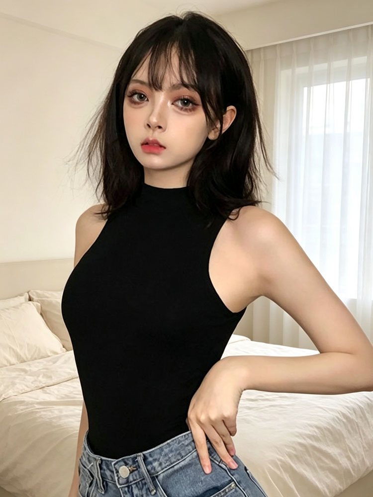 Women's Basic Sleeveless Mock  - огляд і ціна Tank Top Ribbed